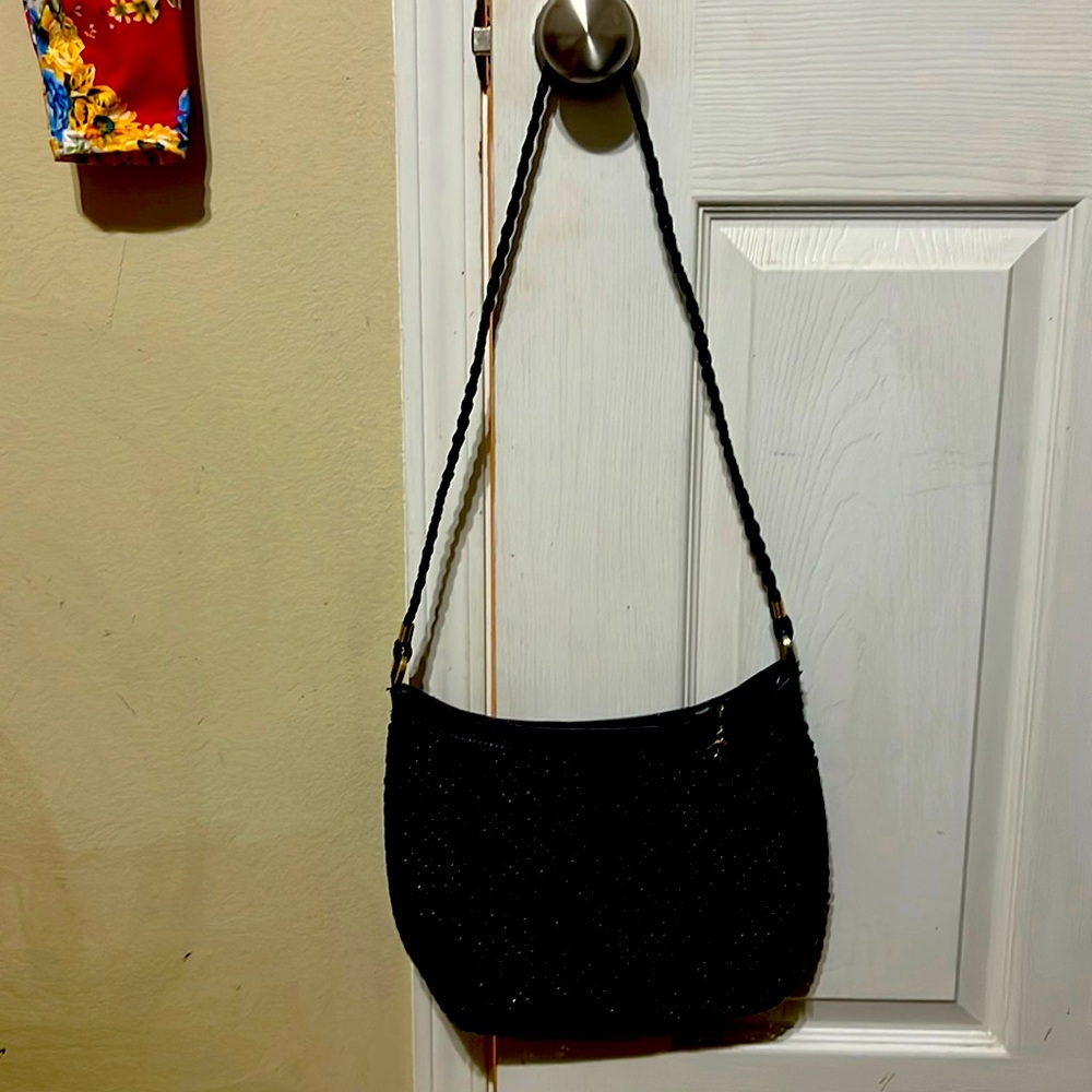 Black Long Strap Sequin Purse